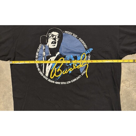 Vintage Buddy Holly T-Shirt Adult Size Large Black 90s - Picture 3 of 7